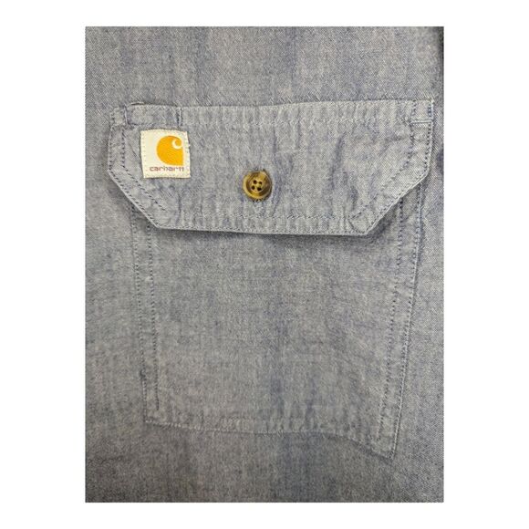 Carhartt blue chambray long sleeve button up relaxed fit. Men's large. - Picture 3 of 6